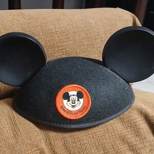 Disney Black Mickey Ear Hat with Orange Mickey Patch
